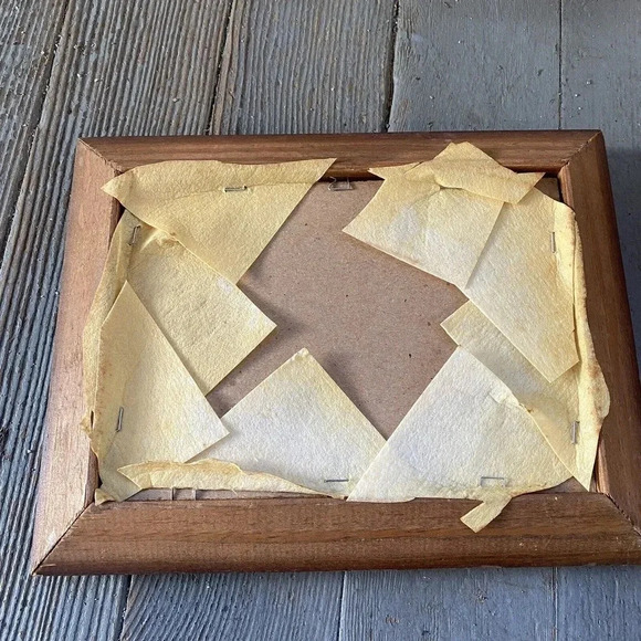 VTG Wood Frame Print Art Painting Wall Decor Country Side Railroad House 7”x9” - Picture 5 of 5